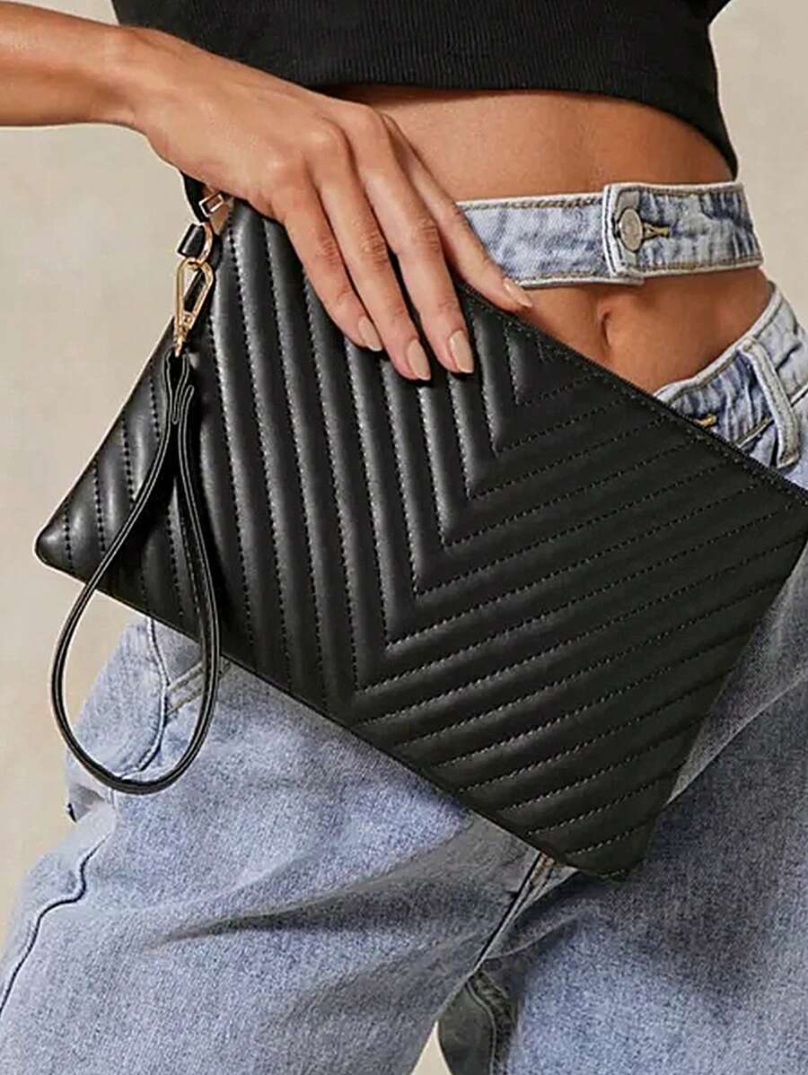 quilted V-shaped purse