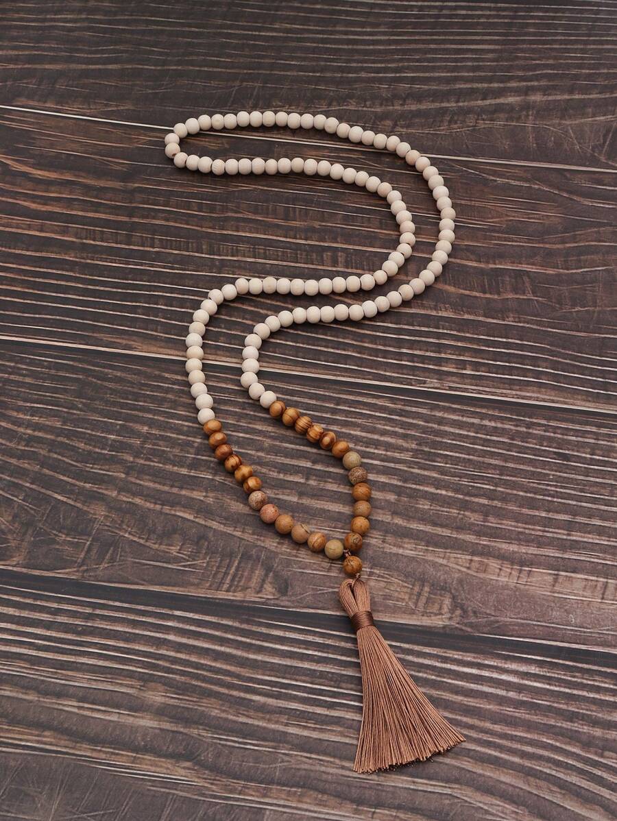 Tassel charm beaded necklace
