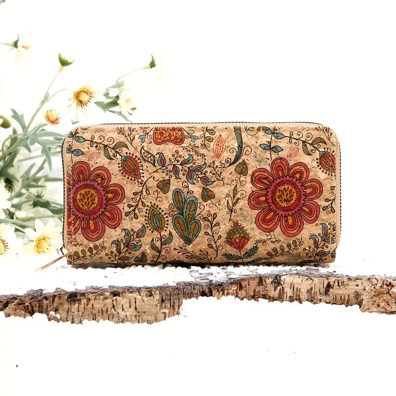 Floral cork wallet