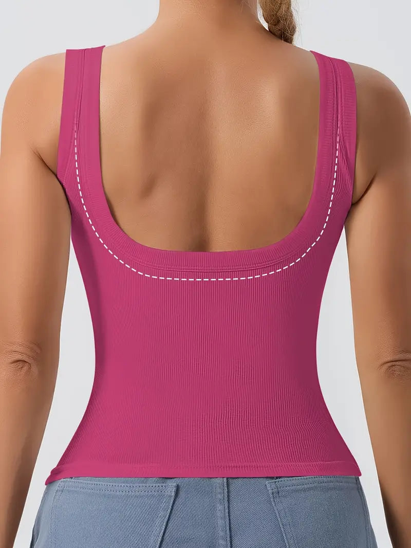 Solid Color Scoop Neck Tank Top