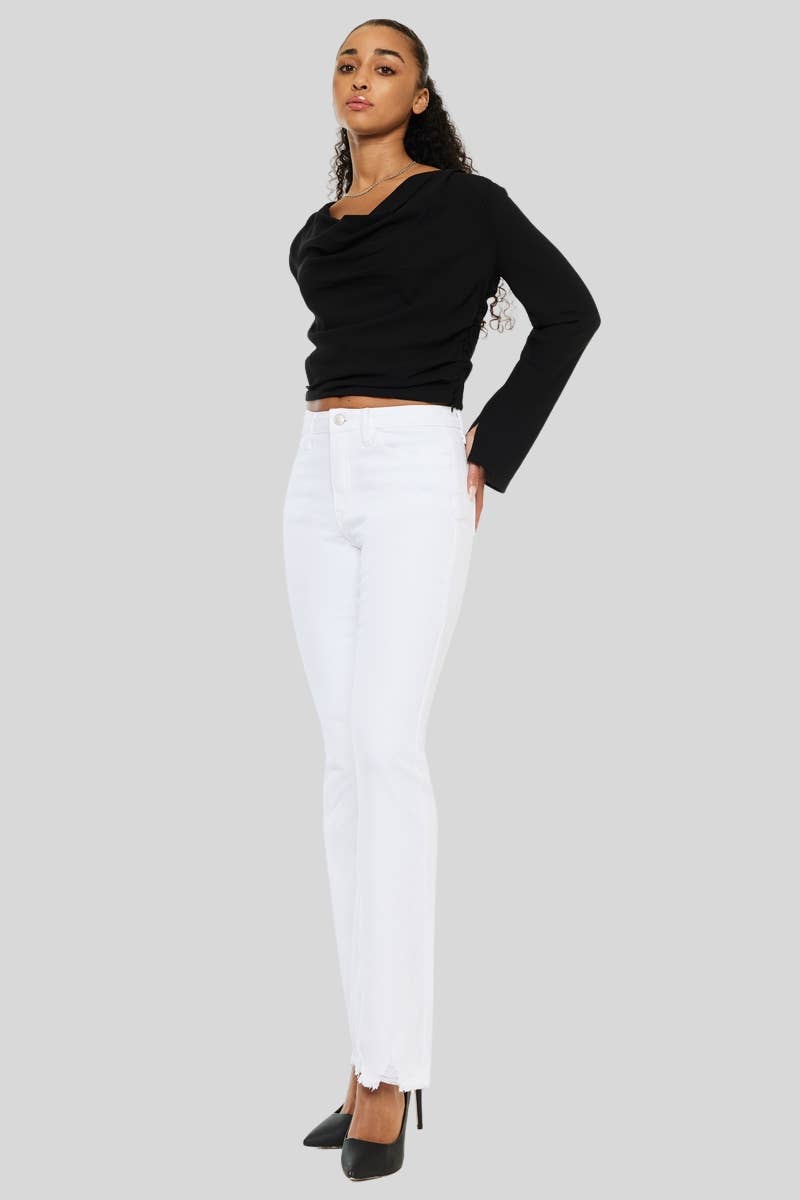 White High Rise Kancan bootcut JEANS