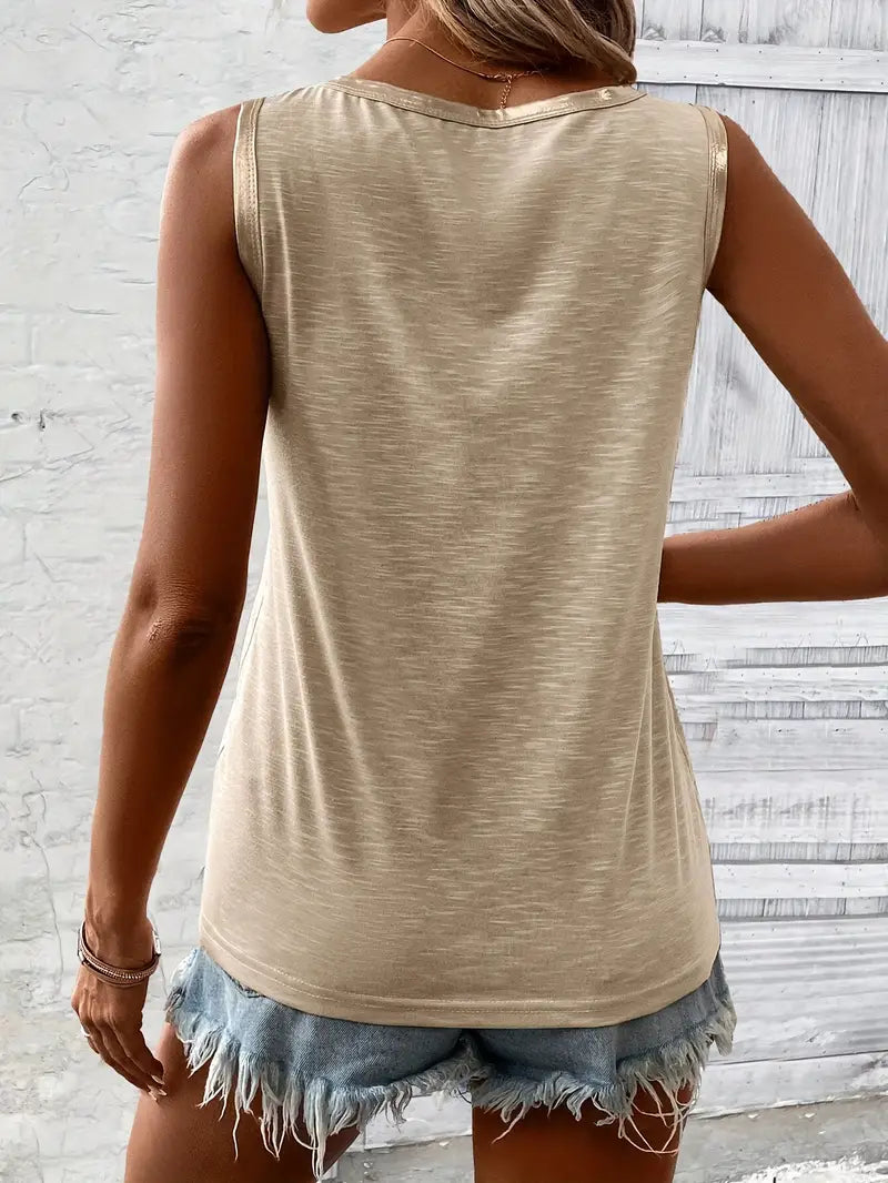 Foil Trimmed Tank Tops
