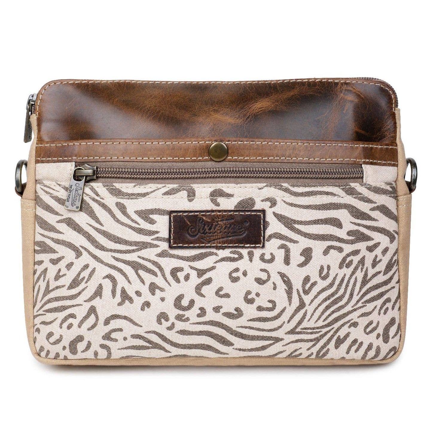 Canvas & Leather Crossbody Bag - Deer Umber