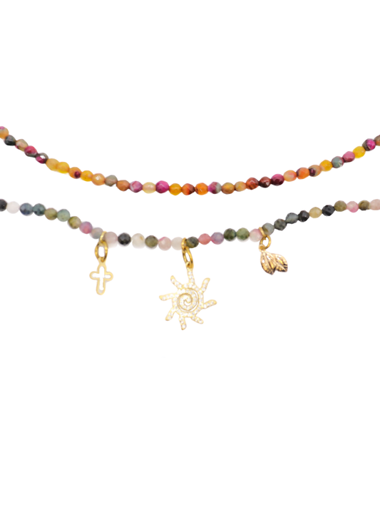 * Gold Beaded Necklace- Charm Bar Exclusive