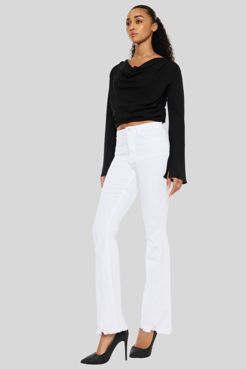 White High Rise Kancan bootcut JEANS