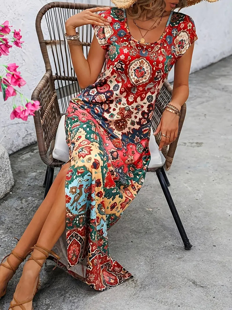 Bohemian Printed Midi Dress
