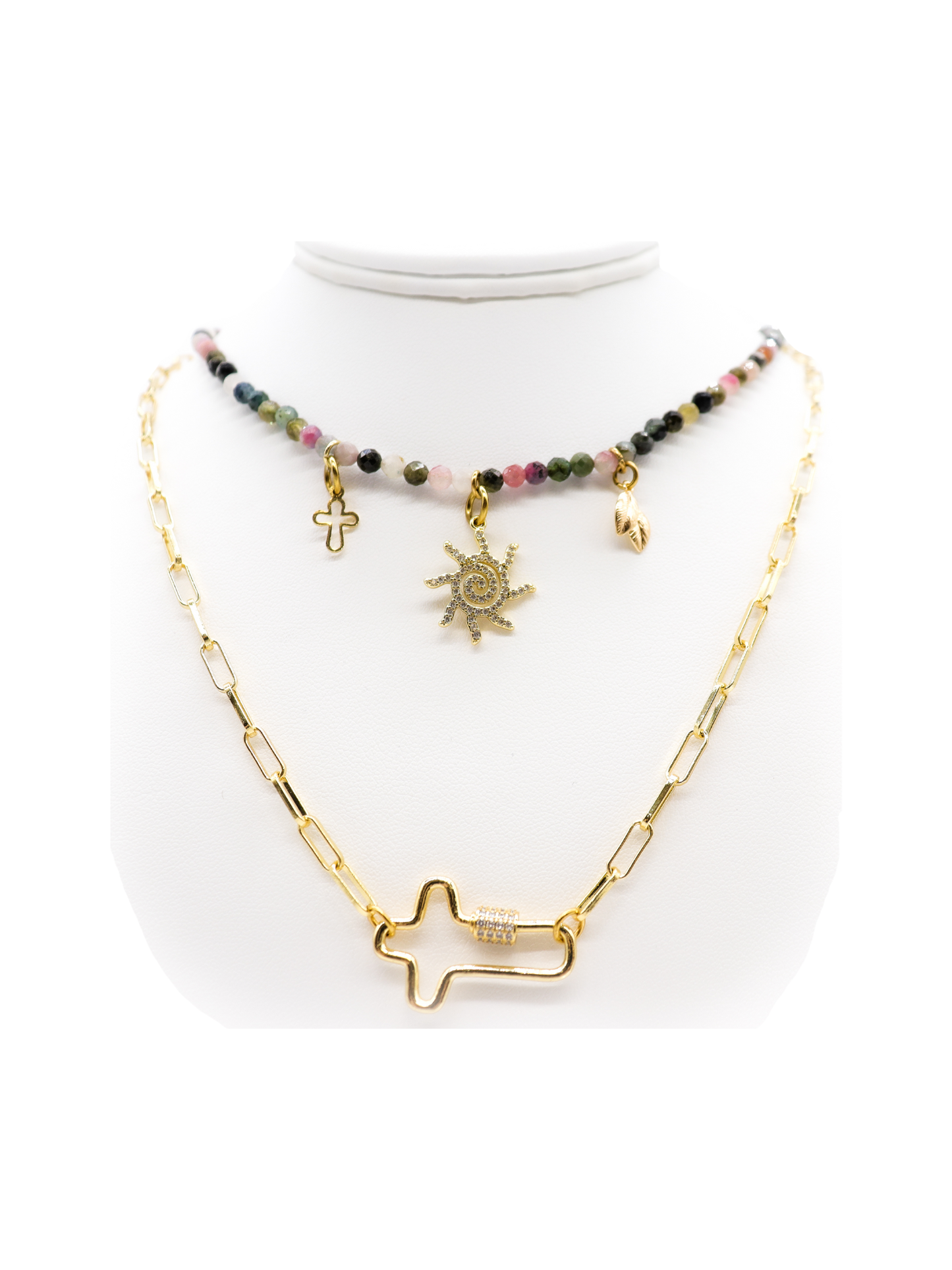 * Gold Beaded Necklace- Charm Bar Exclusive