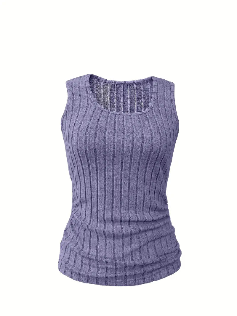 Ribbed Solid Tank Top