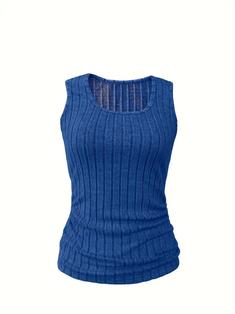 Ribbed Solid Tank Top