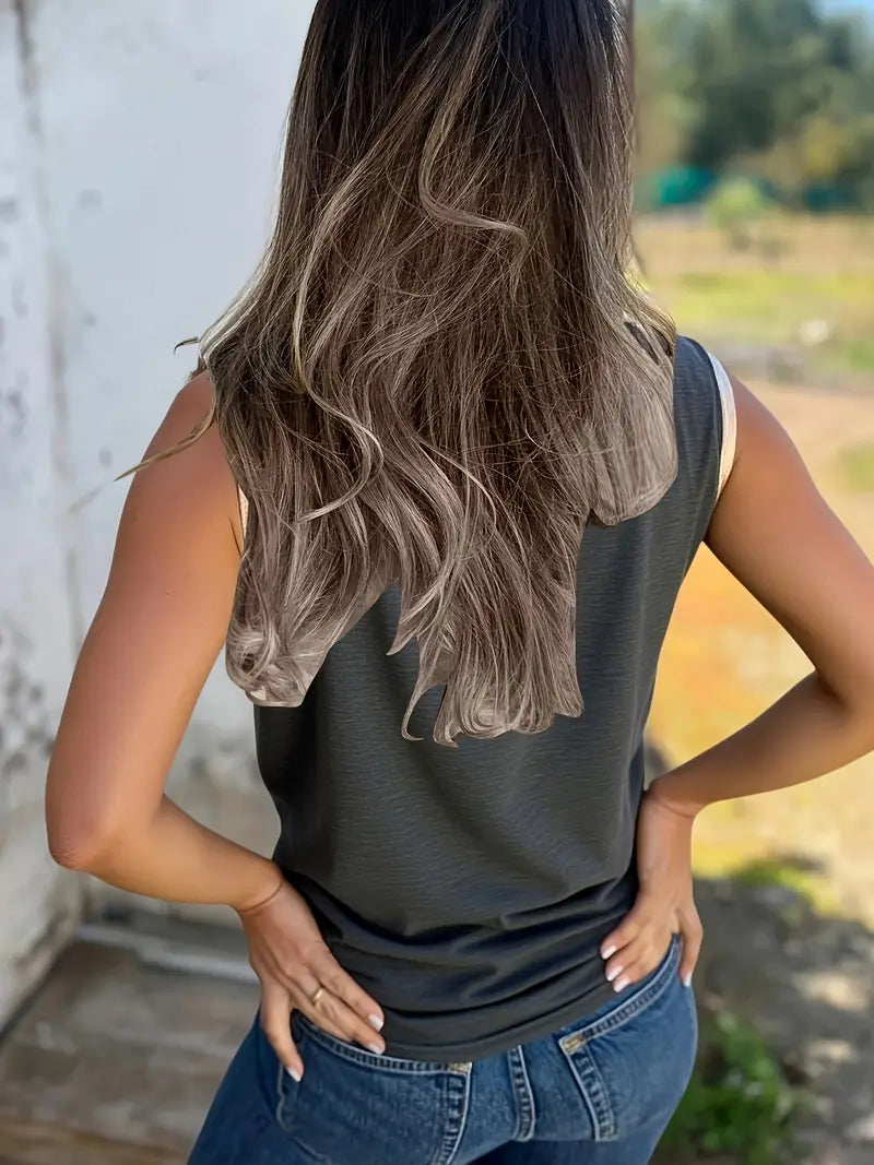 Foil Trimmed Tank Tops