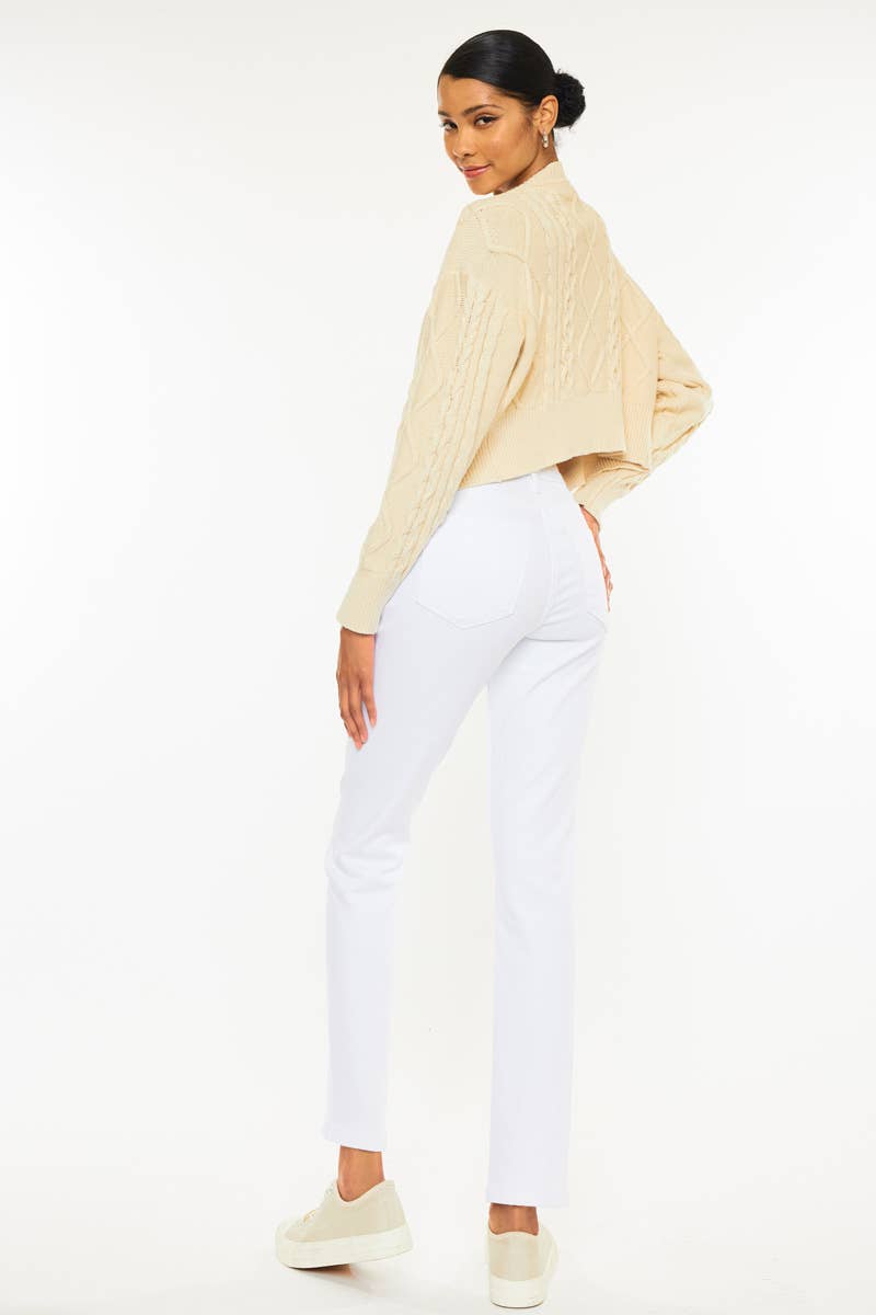 White High Rise Slim Straight Kancan Jeans