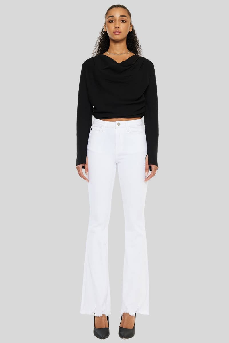 White High Rise Kancan bootcut JEANS