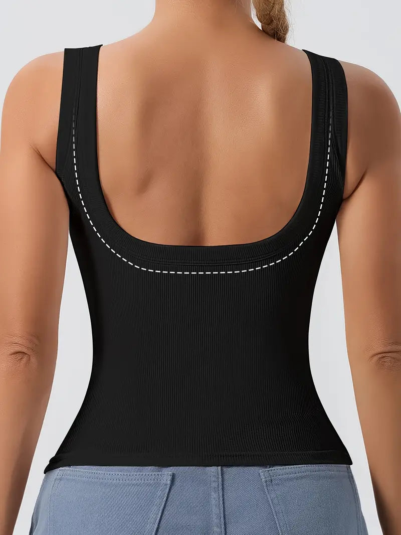 Solid Color Scoop Neck Tank Top