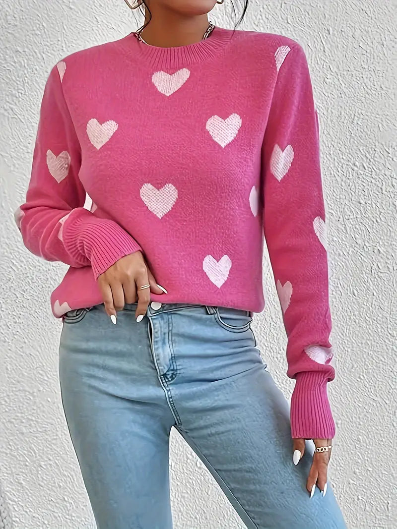 Heart Pull over Crewneck Sweater