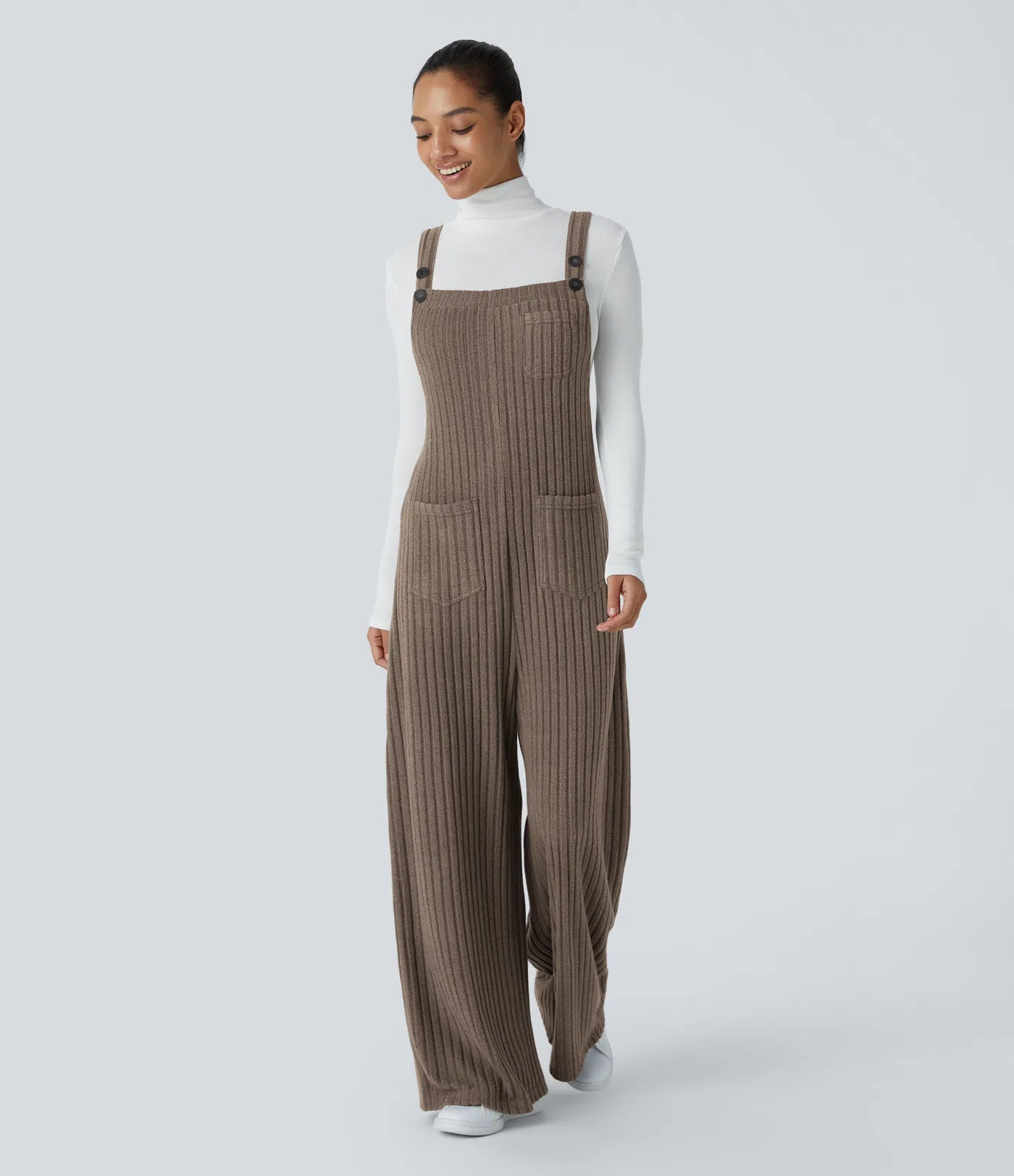 Ribbed Knit adjustable flare jumpsuit