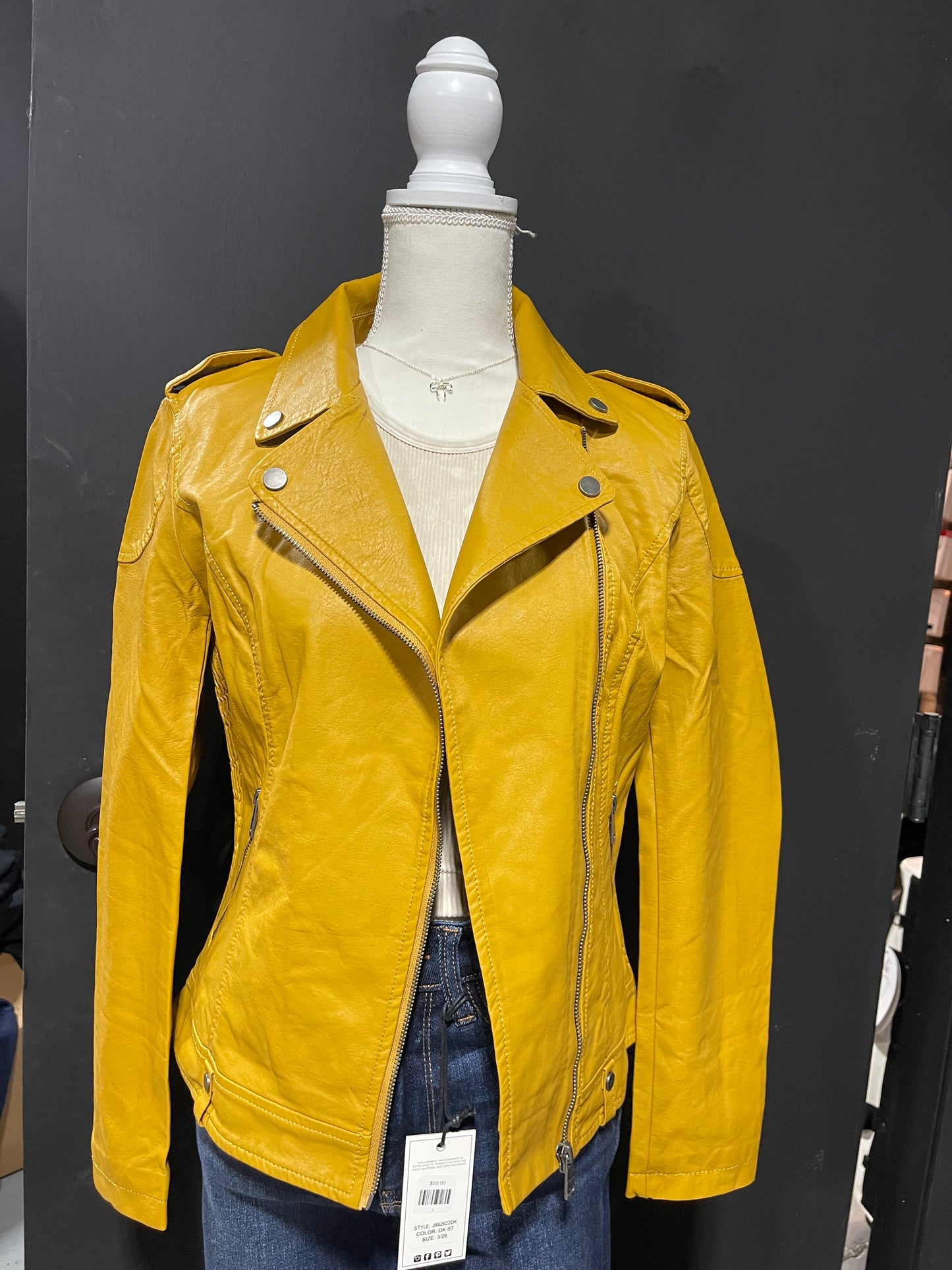 Mustard yellow Leather jacket