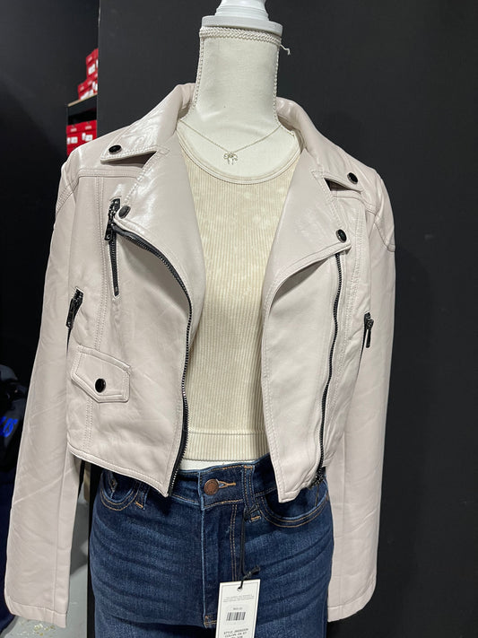 Baby pink Leather Jacket