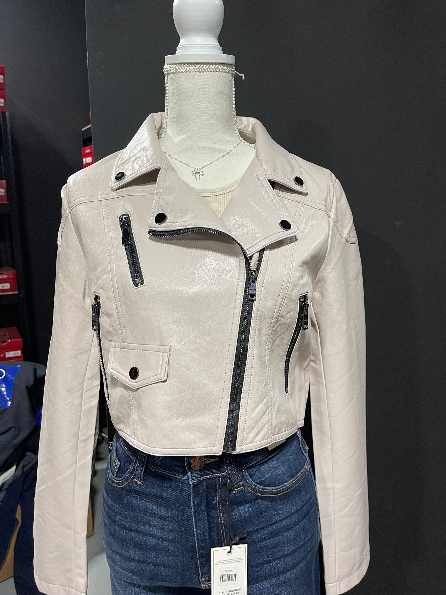 Baby pink Leather Jacket
