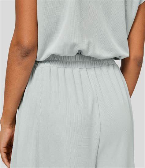 V Neck Wide Leg Jumpsuit