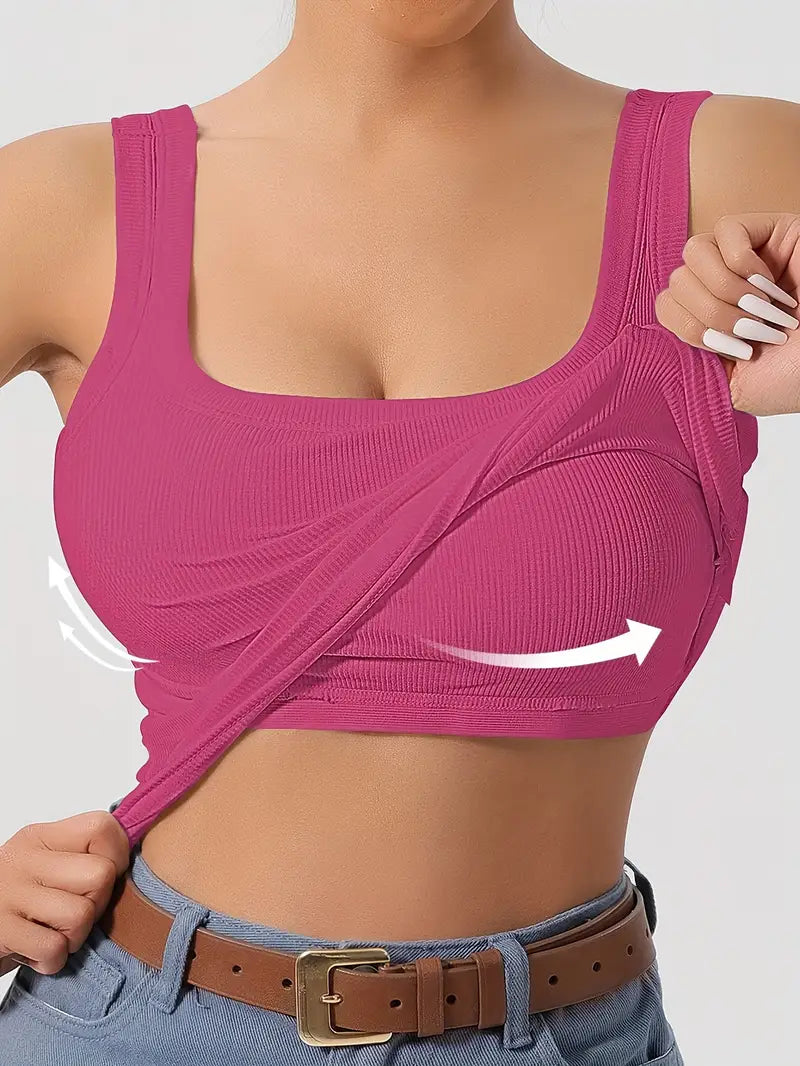 Solid Color Scoop Neck Tank Top