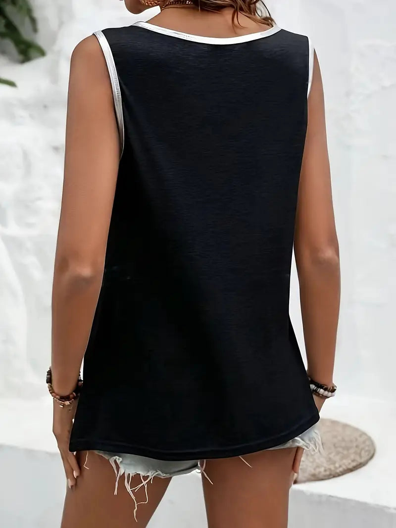 Foil Trimmed Tank Tops
