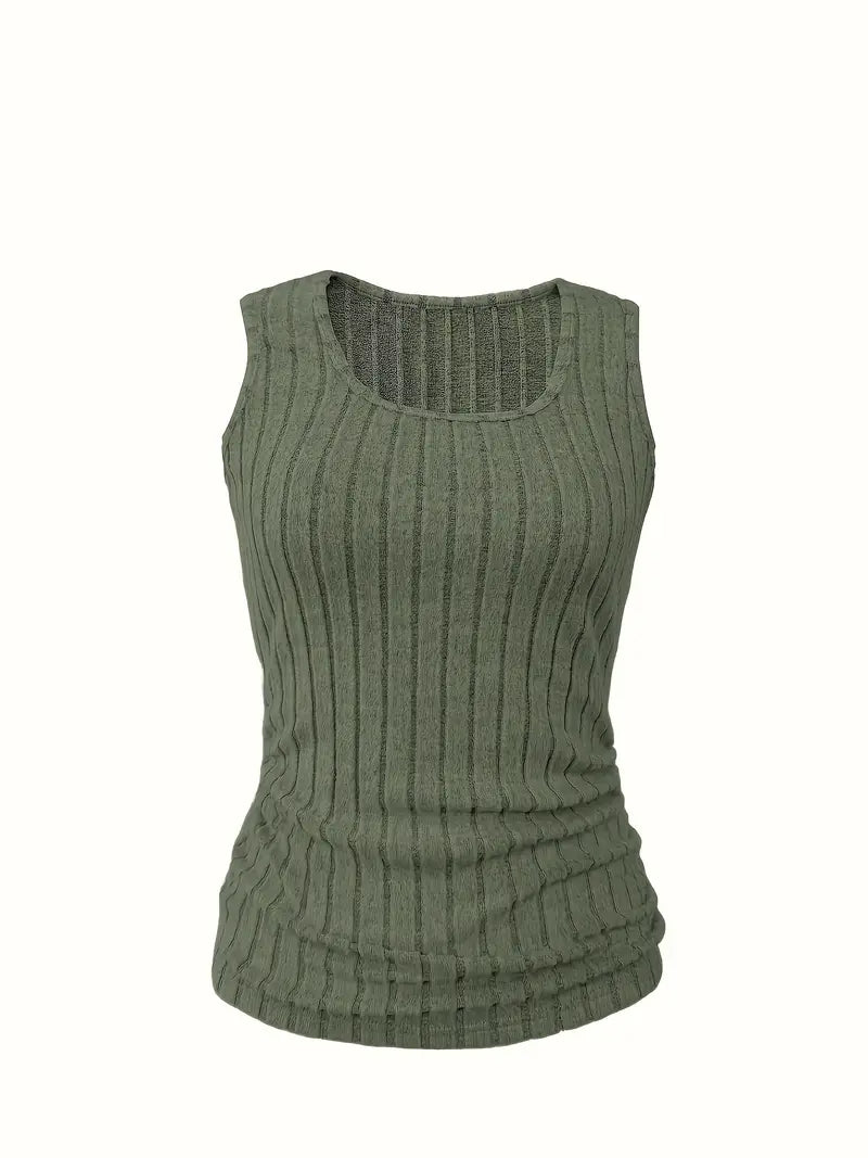 Ribbed Solid Tank Top