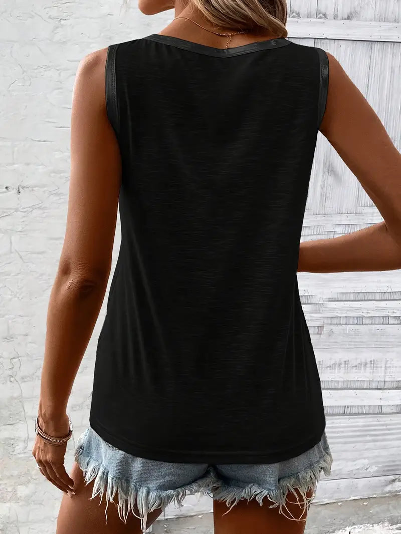 Foil Trimmed Tank Tops