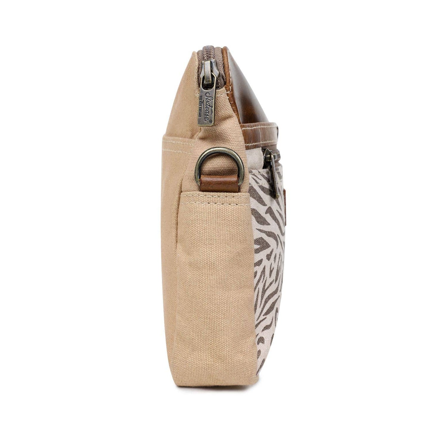 Canvas & Leather Crossbody Bag - Deer Umber