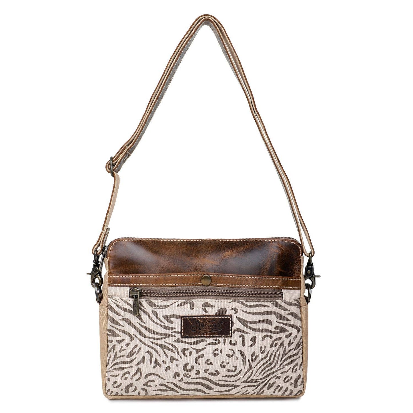 Canvas & Leather Crossbody Bag - Deer Umber