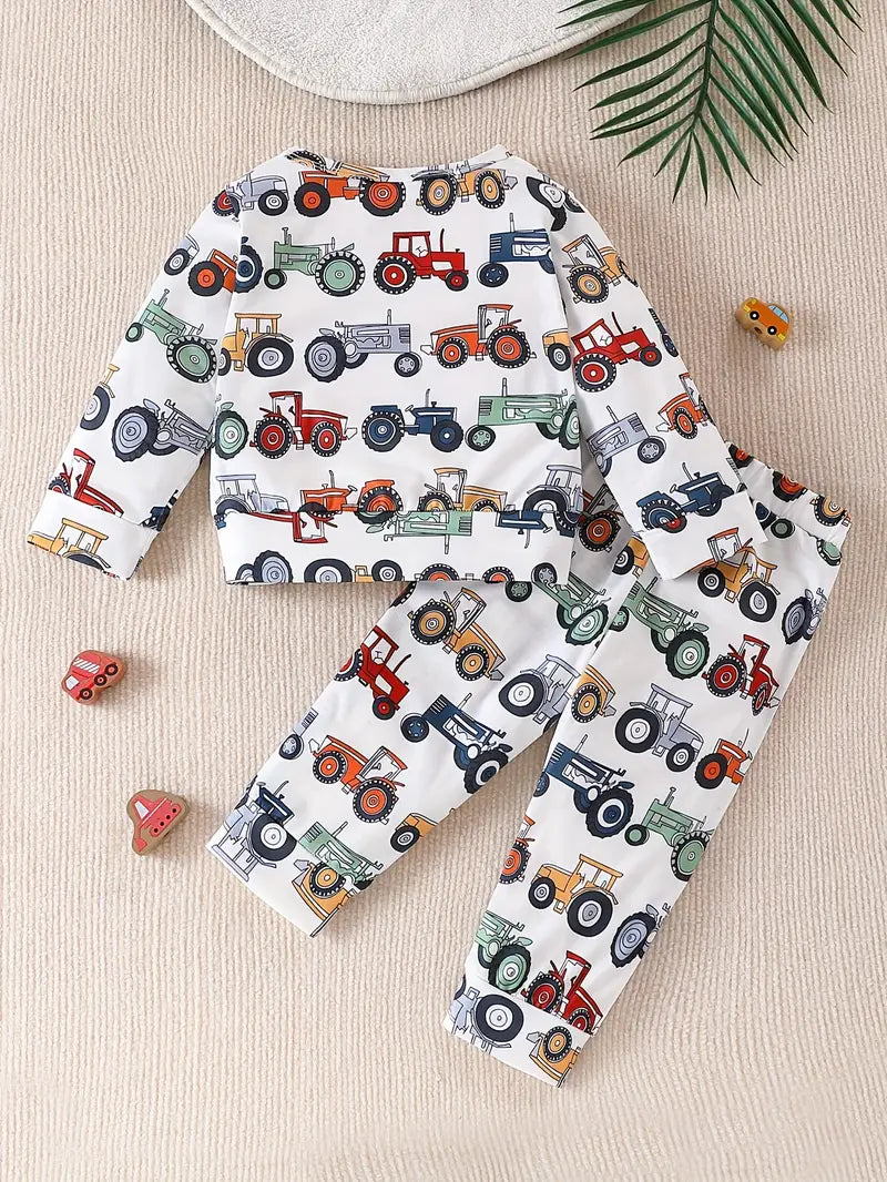 kids' tractor 2-piece pajama set
