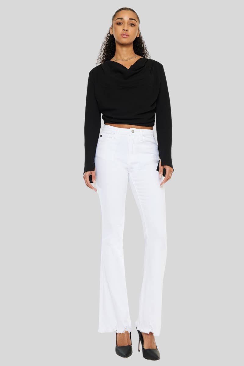 White High Rise Kancan bootcut JEANS