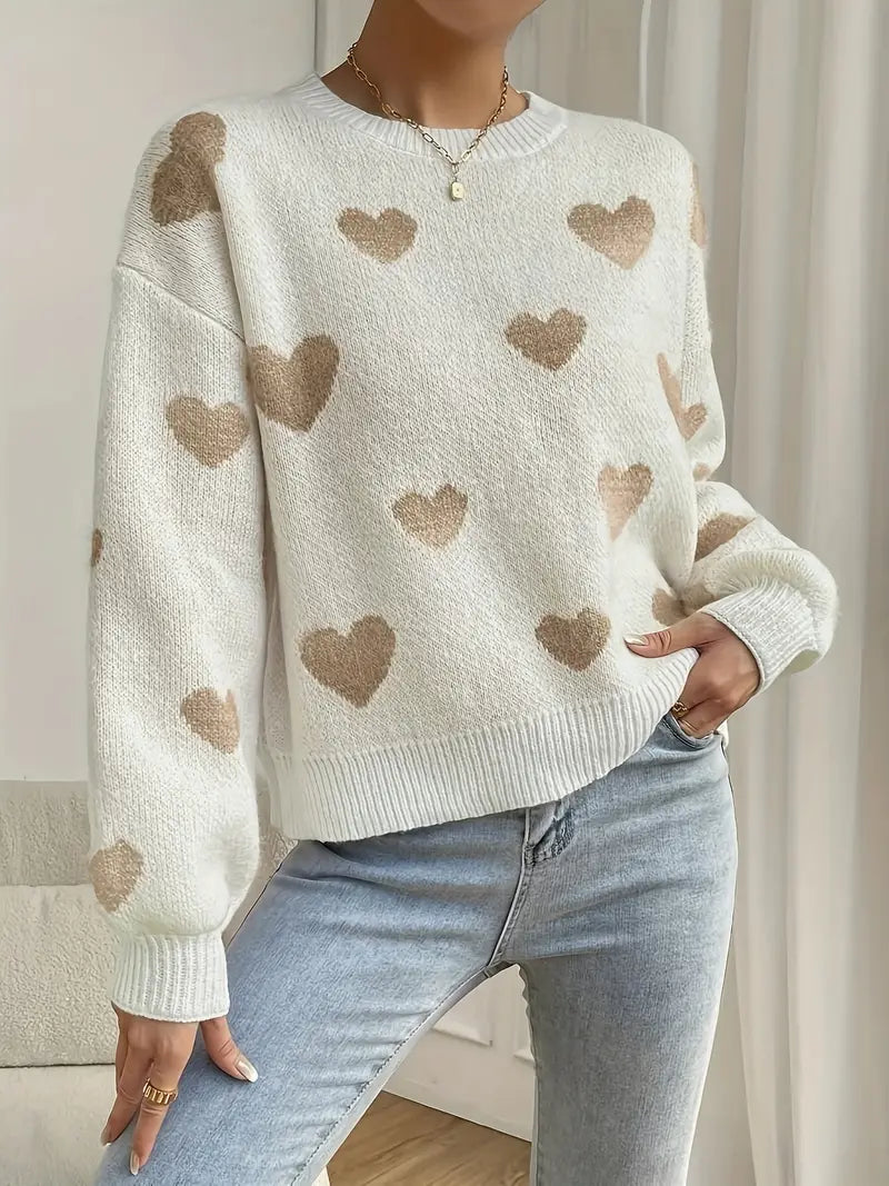 Heart Pull over Crewneck Sweater