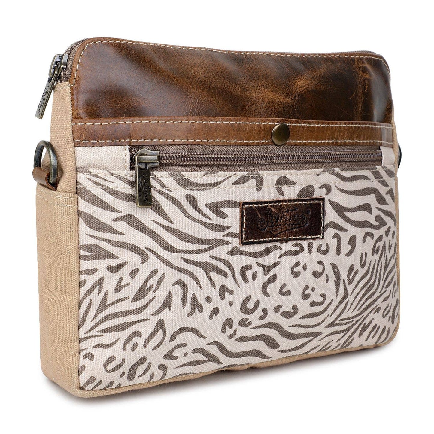 Canvas & Leather Crossbody Bag - Deer Umber