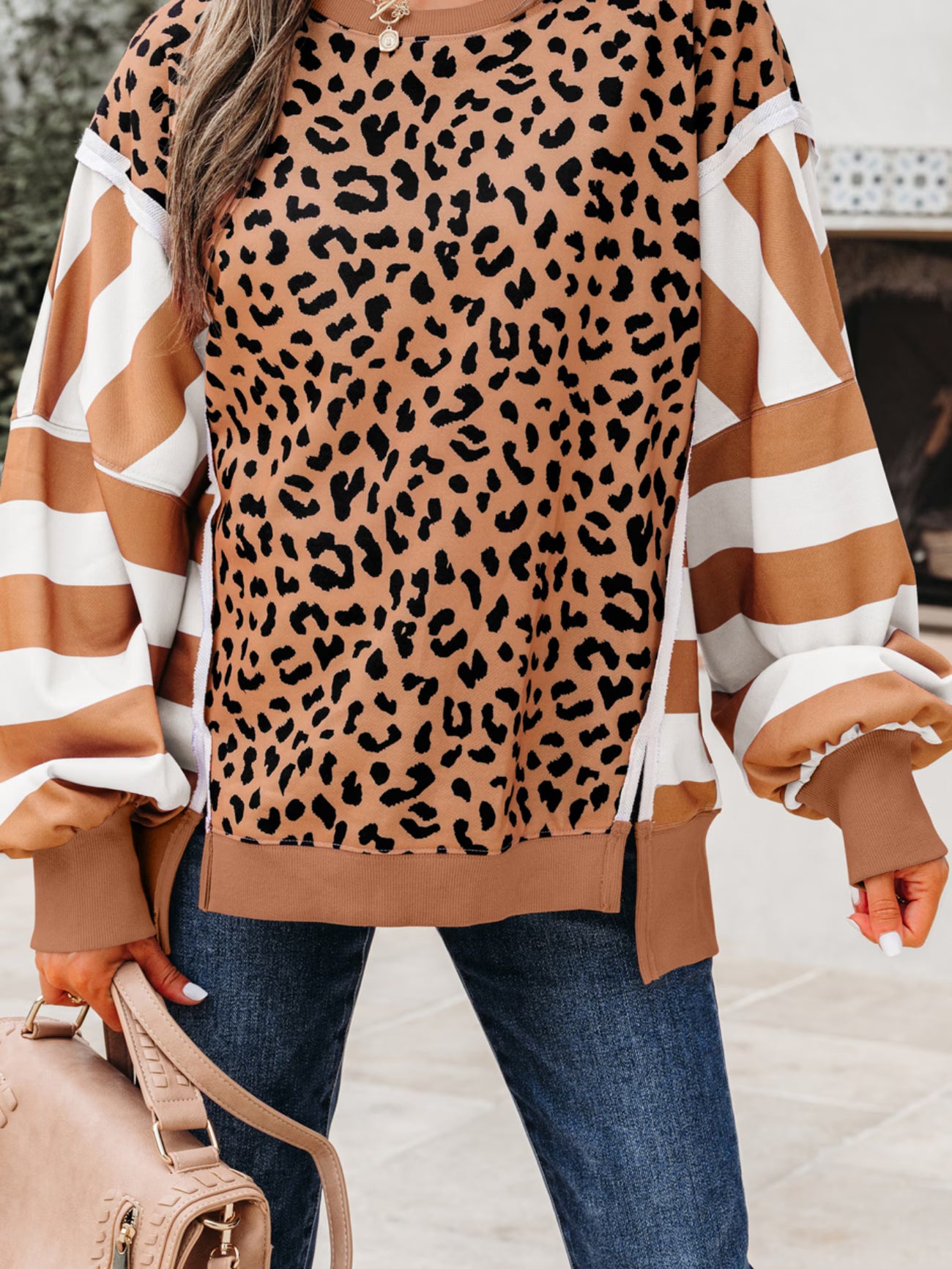Long Sleeve Leopard Crew