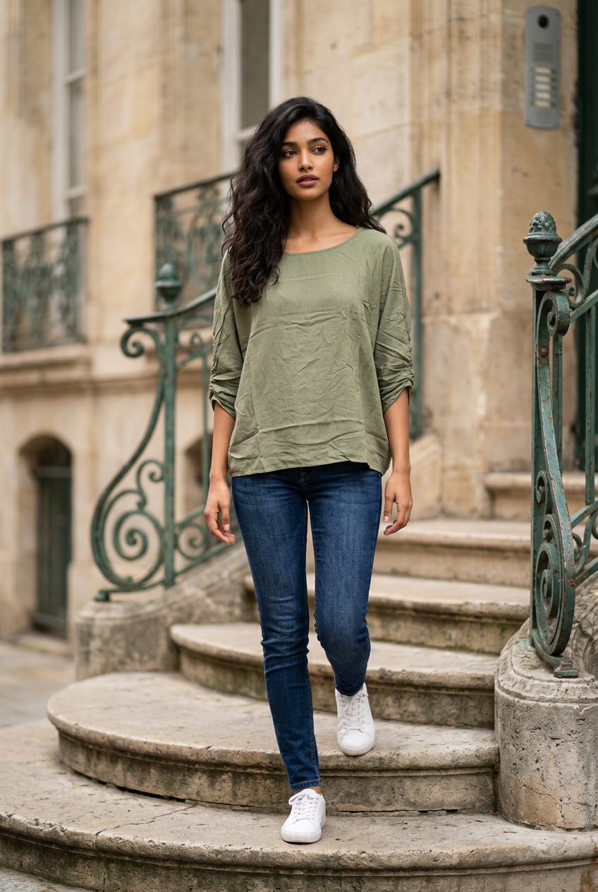 Batwing Hi-Lo Dolman Blouse