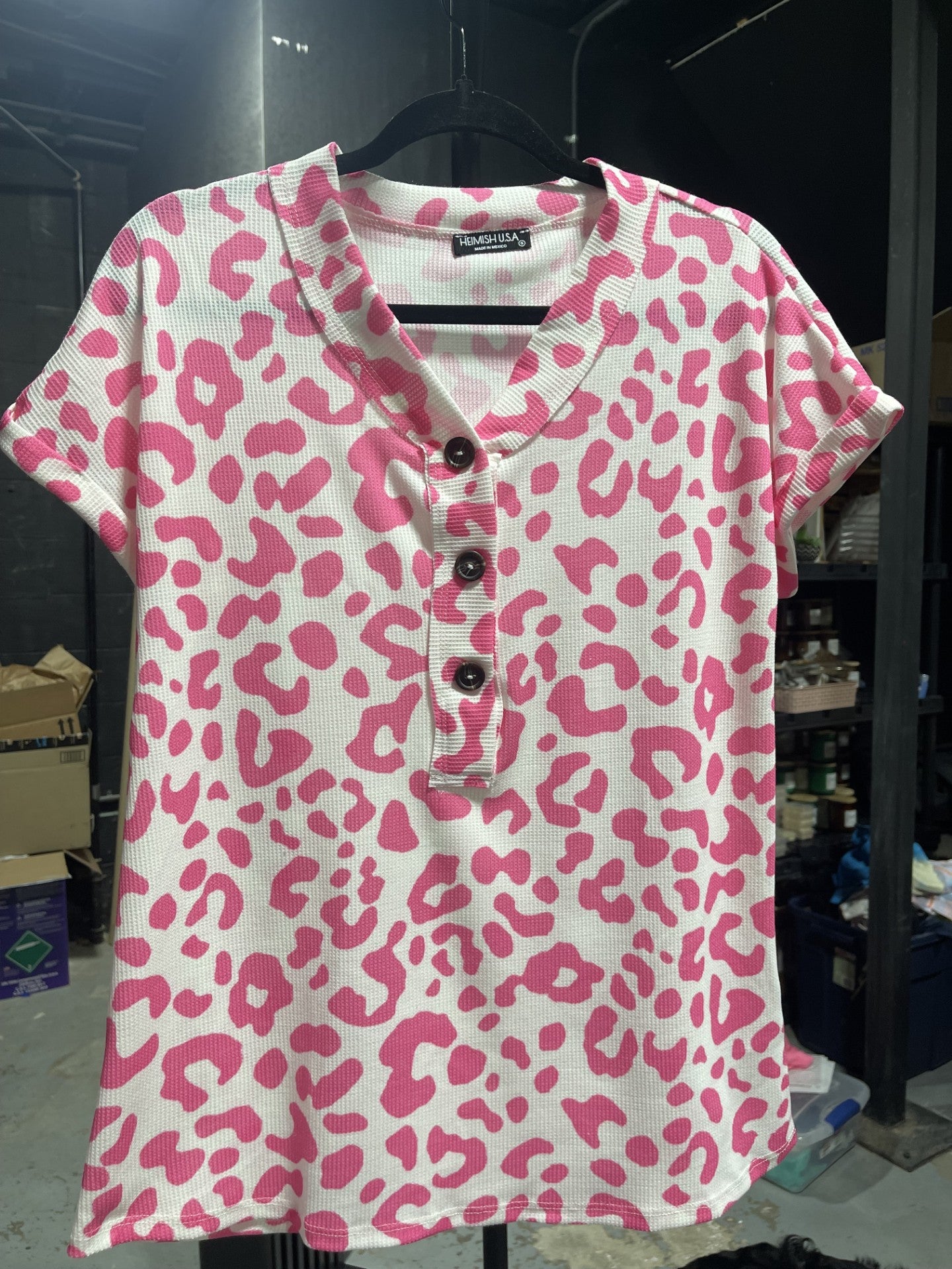 Pink leopard Button up