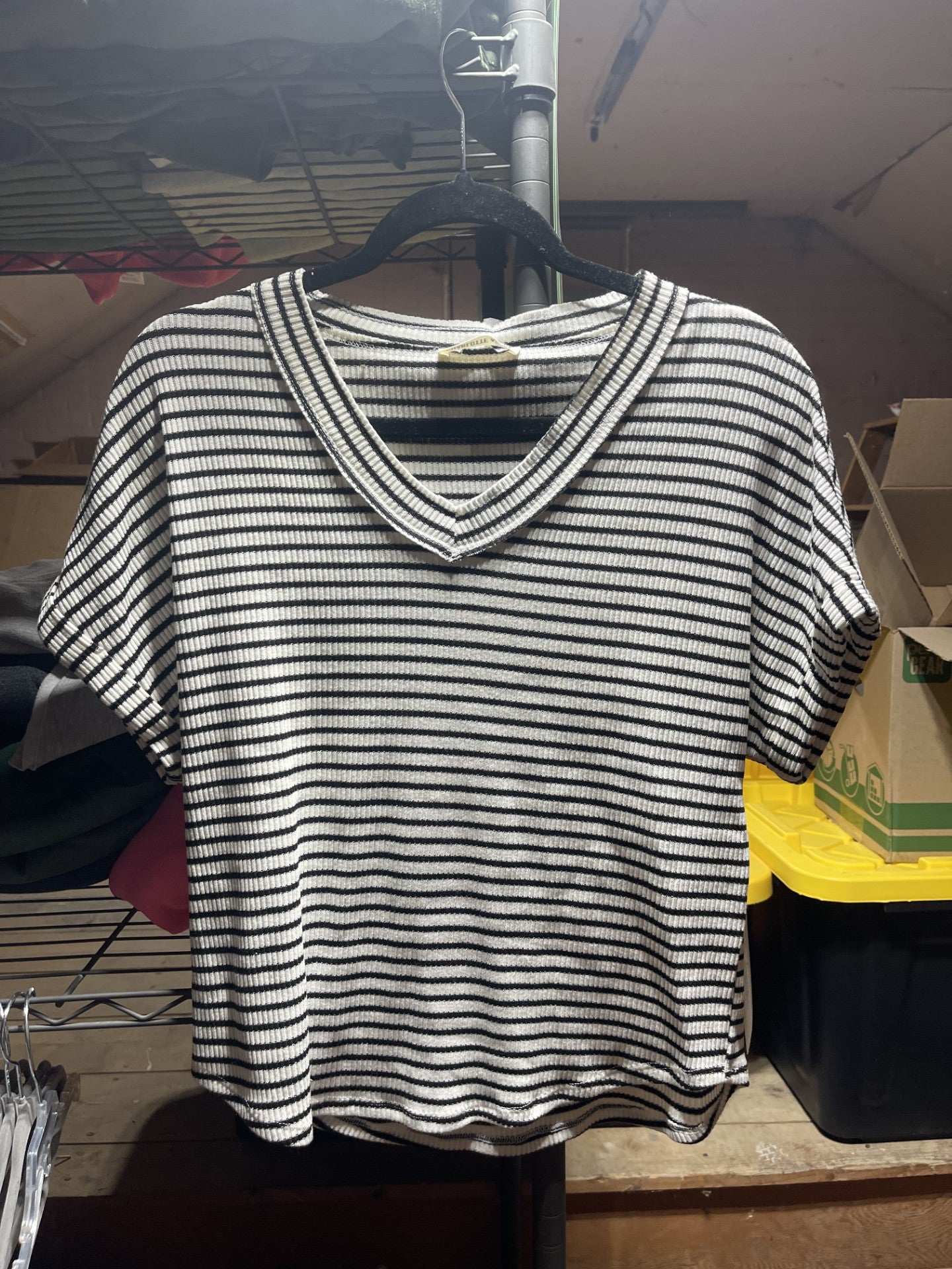 Striped V-neck T-shirt