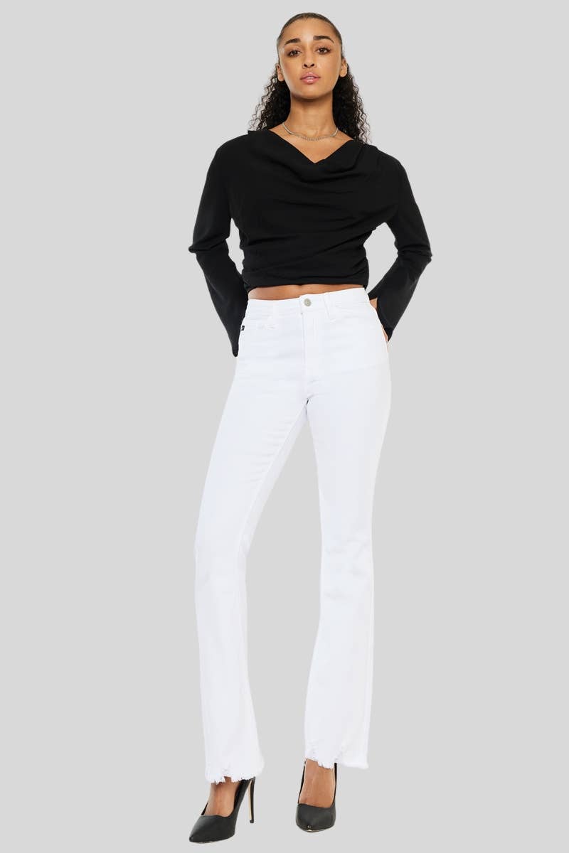 White High Rise Kancan bootcut JEANS