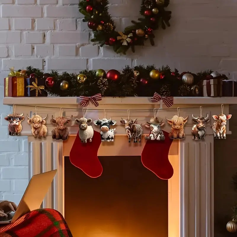 wooden cow ornaments