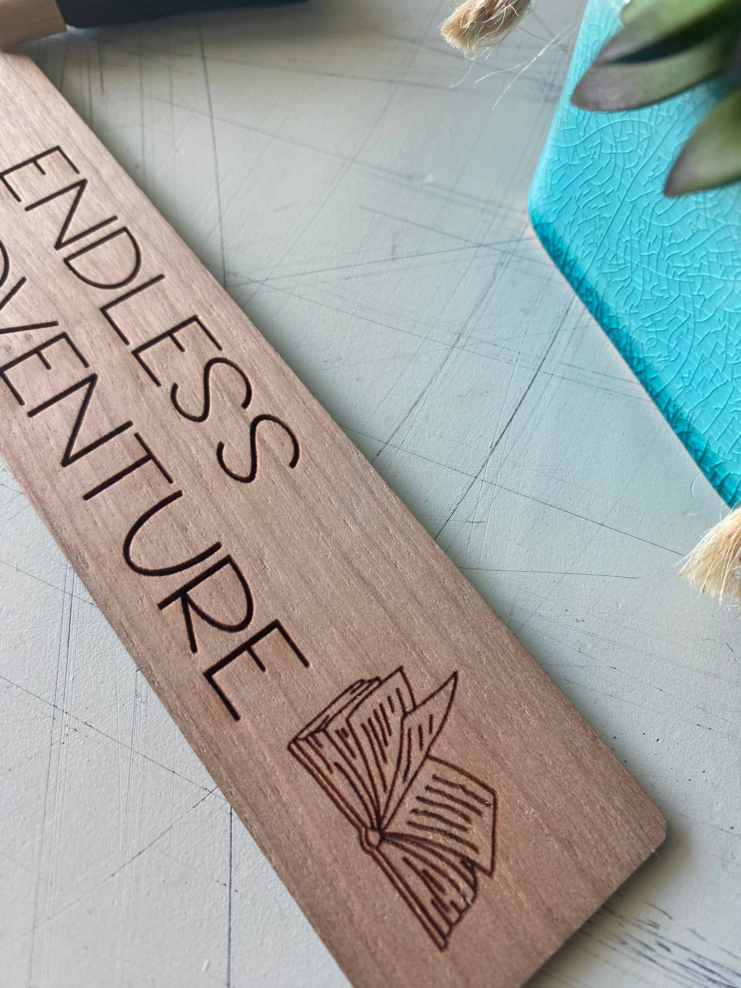 Endless adventure - wood bookmark