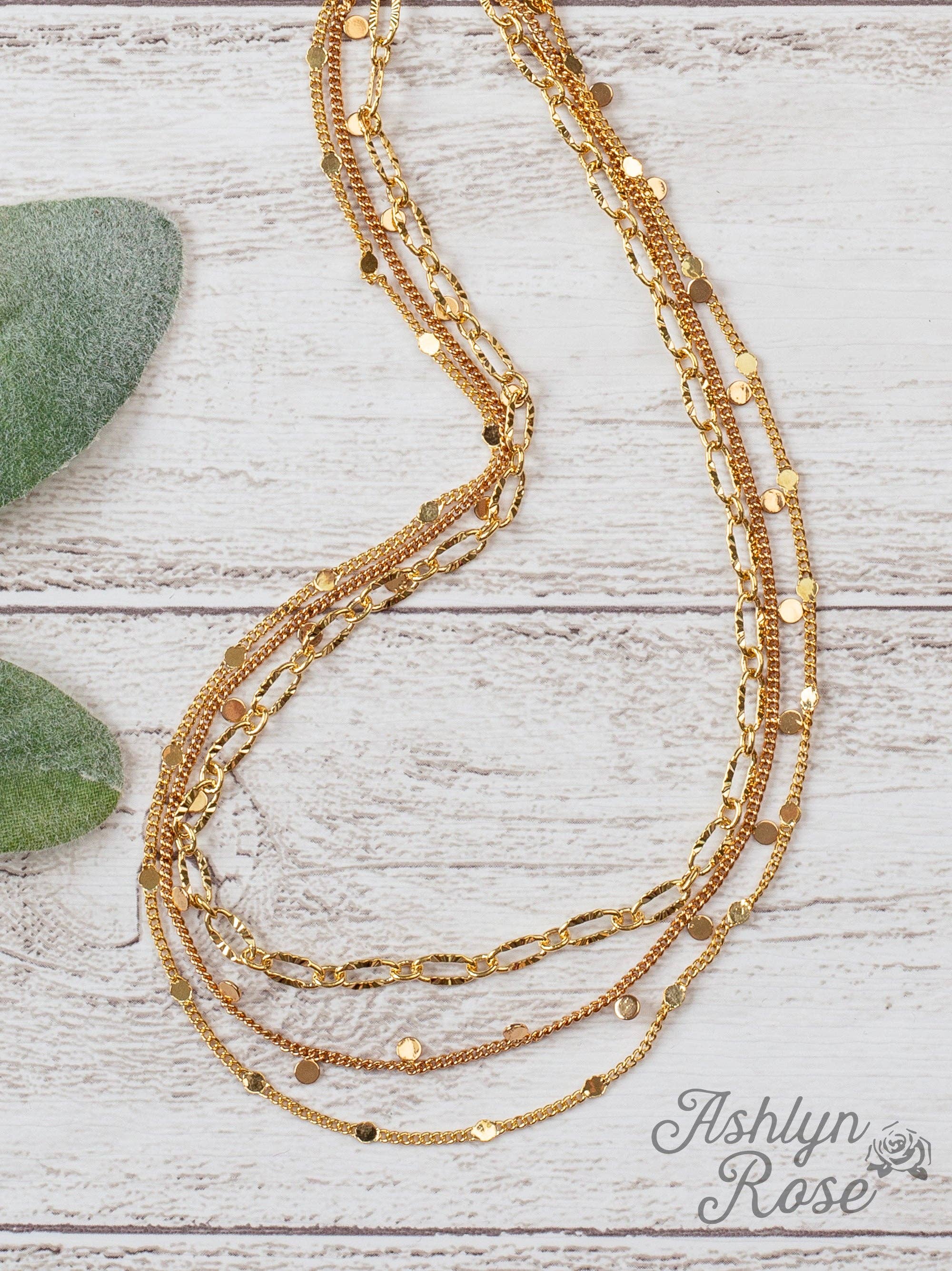 Can't Get Enough Gold Triple Chain Gold Necklace