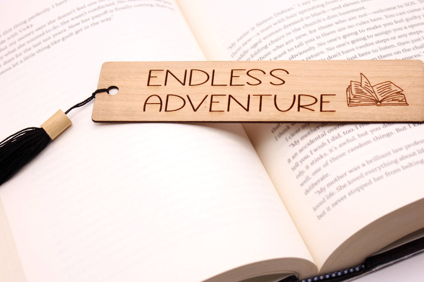 Endless adventure - wood bookmark