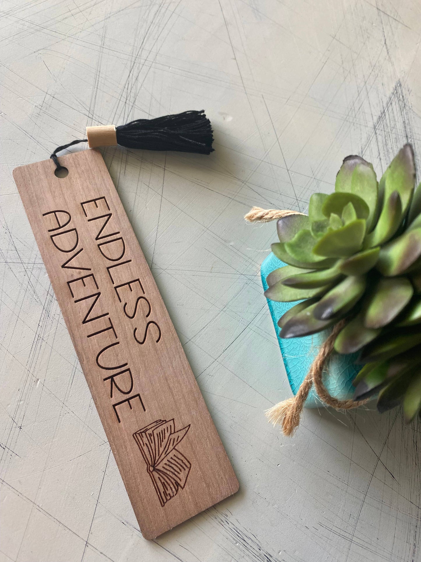 Endless adventure - wood bookmark