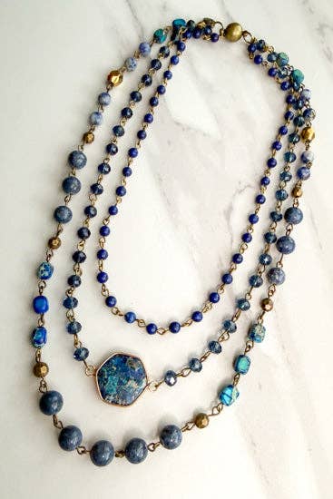 Janet Short Necklace-Blue
