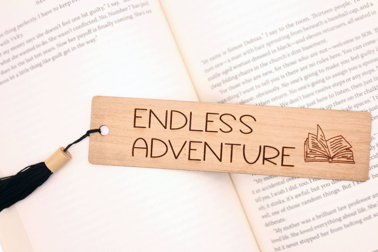 Endless adventure - wood bookmark