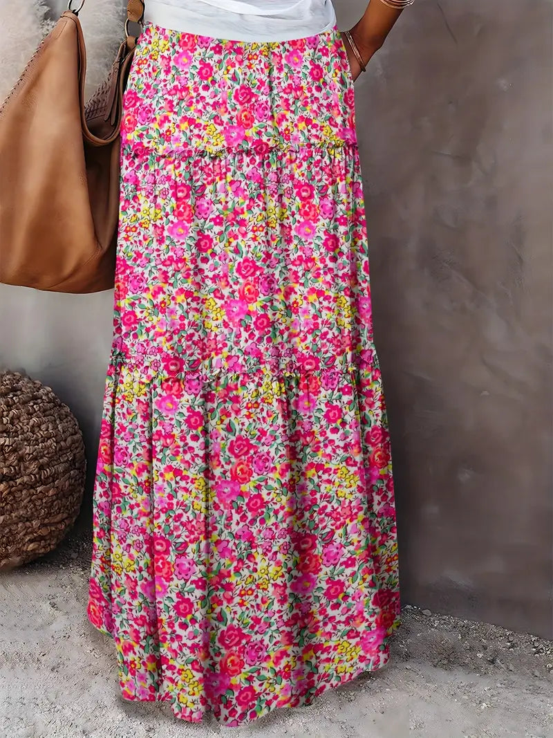 Floral Print Tiered Skirt