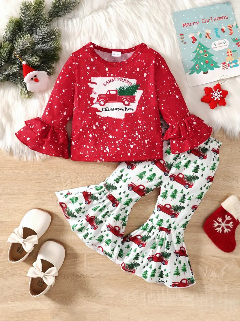 Girls Farm Fresh Christmas Ruffles