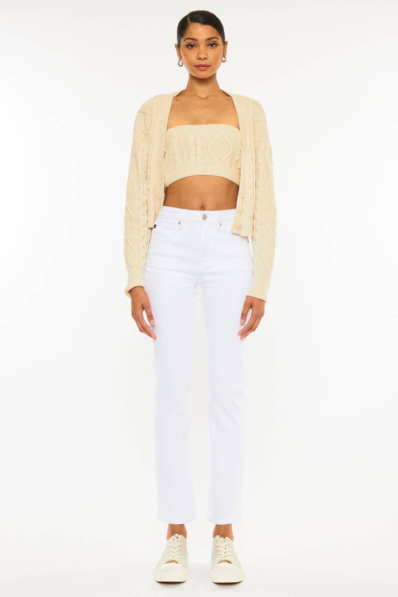 White High Rise Slim Straight Kancan Jeans