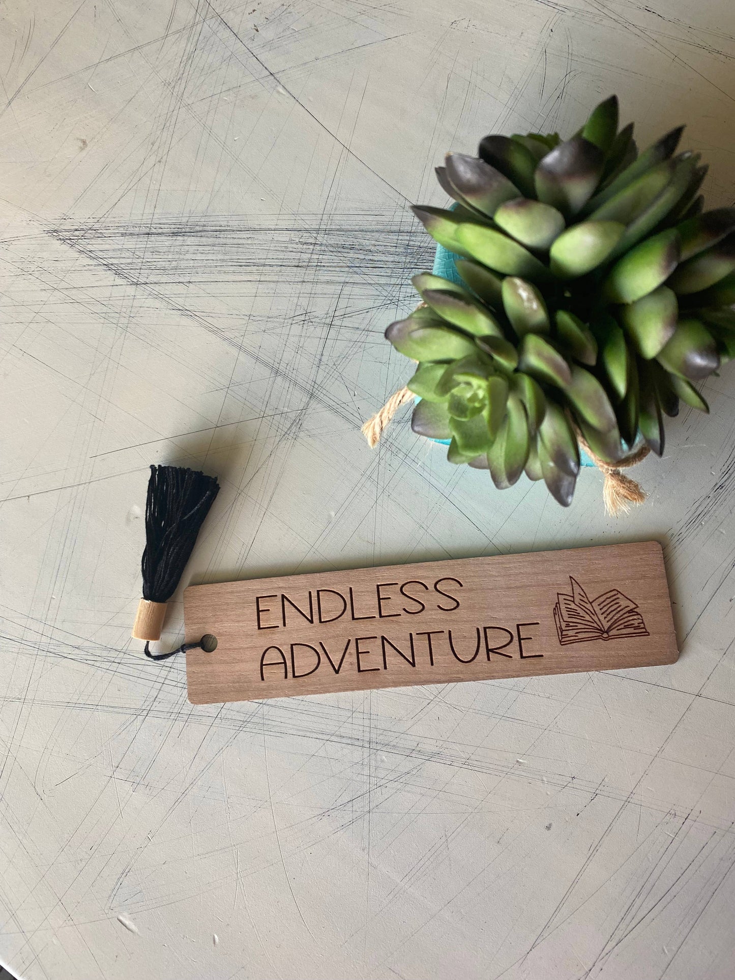 Endless adventure - wood bookmark