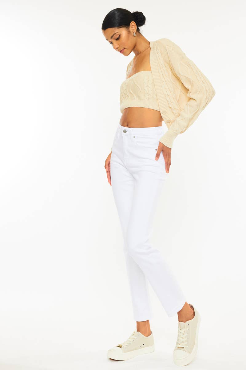 White High Rise Slim Straight Kancan Jeans